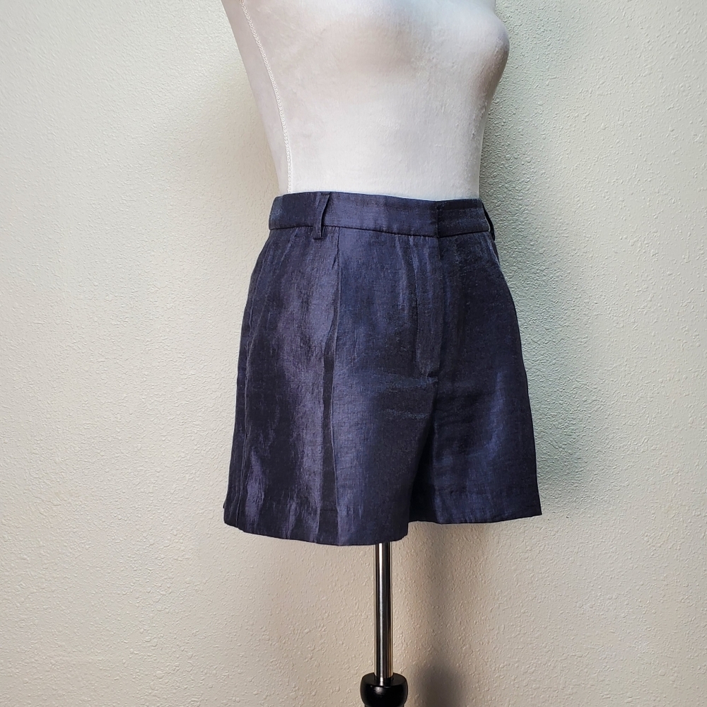 LOFT Metallic Gray Shorts Pleats Pockets Size 6 - Picture 3 of 8